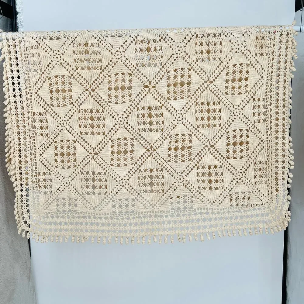 Antique Handmade Crochet Table Cloth 48